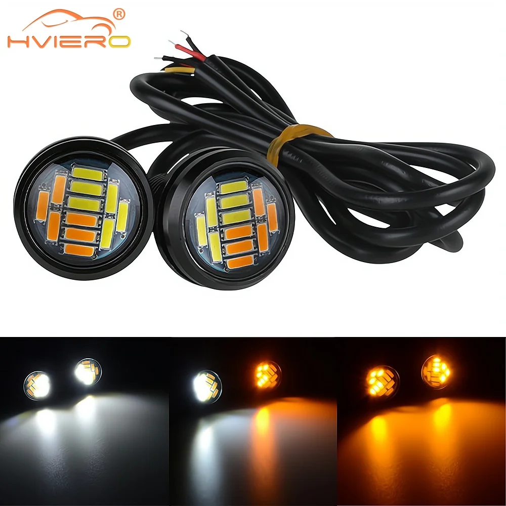 

10PCS Daytime Running Lights 4014 12SMD Turn Signal Reverse Autos Lamps Eagle Bulbs Eye Cars Motorcycle Leds Lighting Waterproof