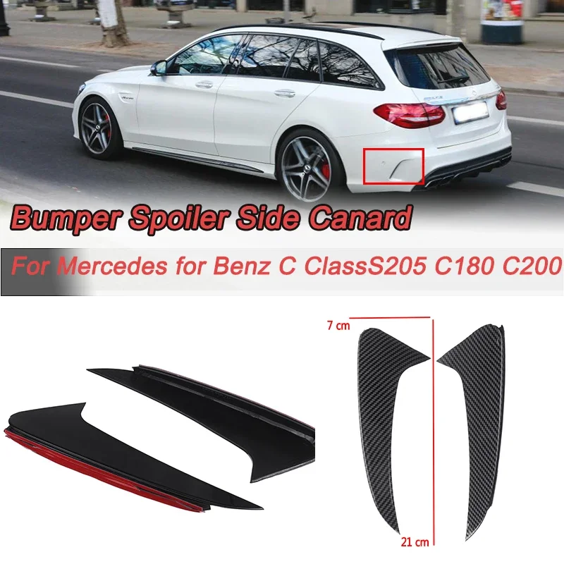 Left Right Rear Bumper Spoiler Side Canard For Mercedes for Benz C Class Estate S205 C180 C200 for AMG Gloss Black / Carbon Look