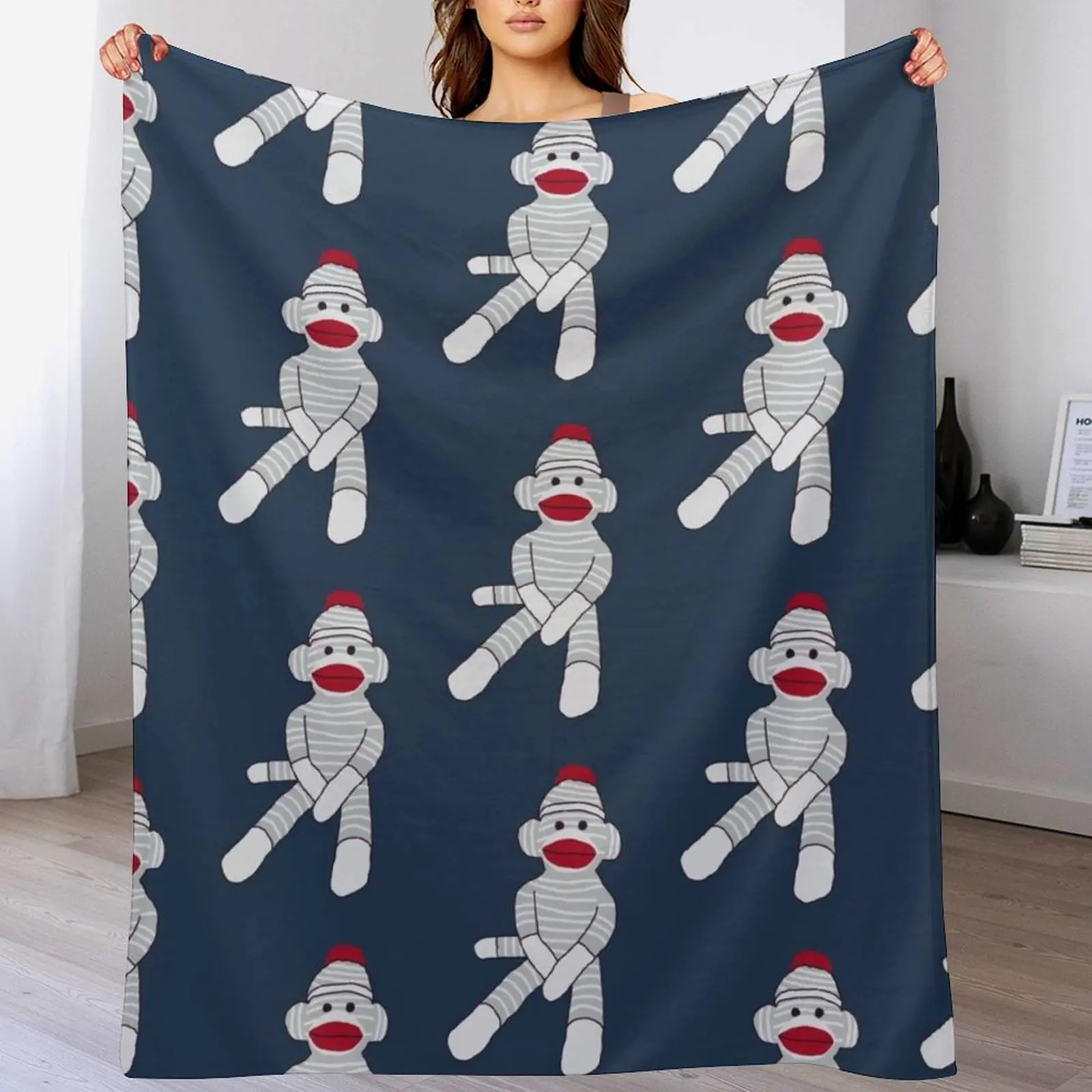 March 7th Sock Monkey Day Throw Blanket Elegant Warm Throw Blanket for Hotel Home