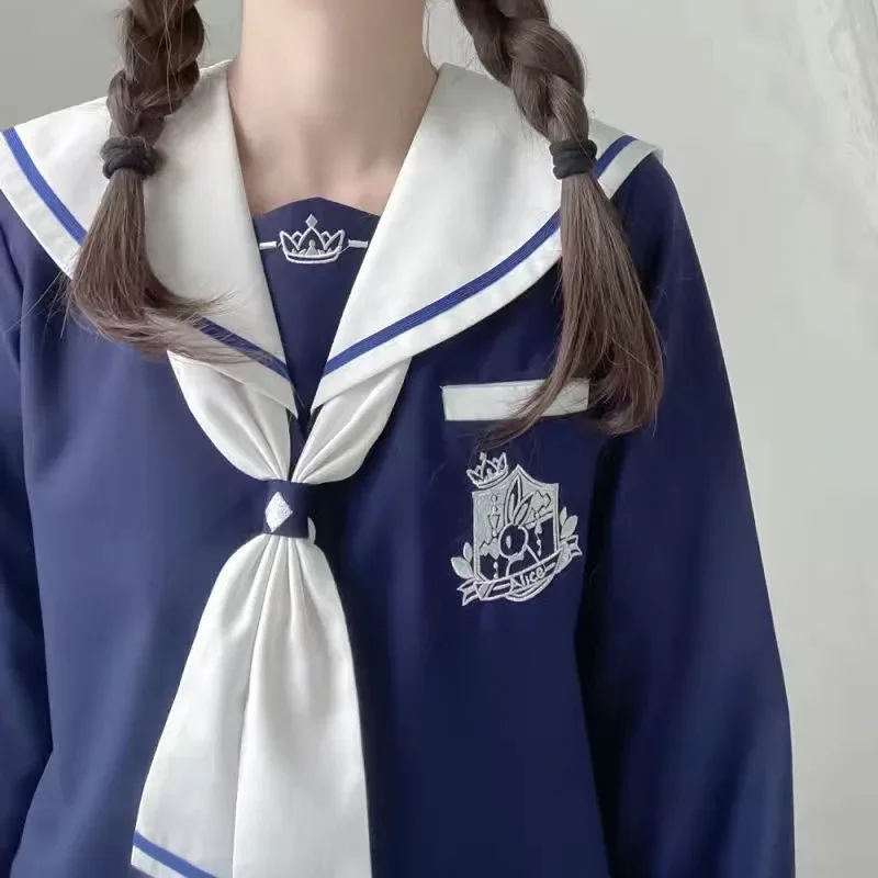 Uniforme scolaire japonais pour filles, costume Jk, Sexy, cravate rouge, blanc, trois uniformes de marin de base, costume à manches longues pour femmes, printemps et automne
