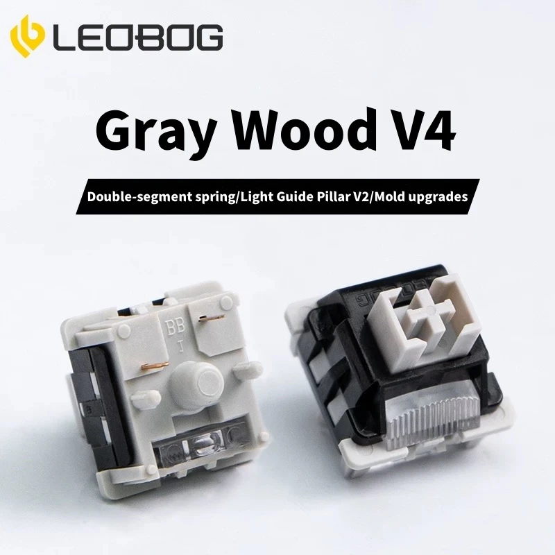 LEOBOG GrayWood V4 Switch Linear POM HIFI Switches For Custom Mechanical Keyboard KIT 5Pin With Light Guide Column DIY GMK67