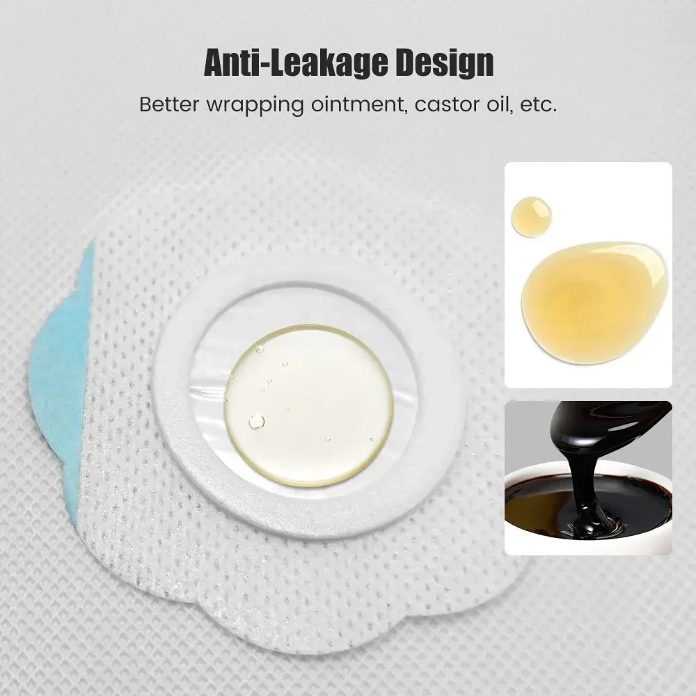 10/20/30x Castor Oil Pack Wrap for Belly Button Self-Adhesive Castor Oil Belly Button Wrap Pads Absorbent Patches Disposable