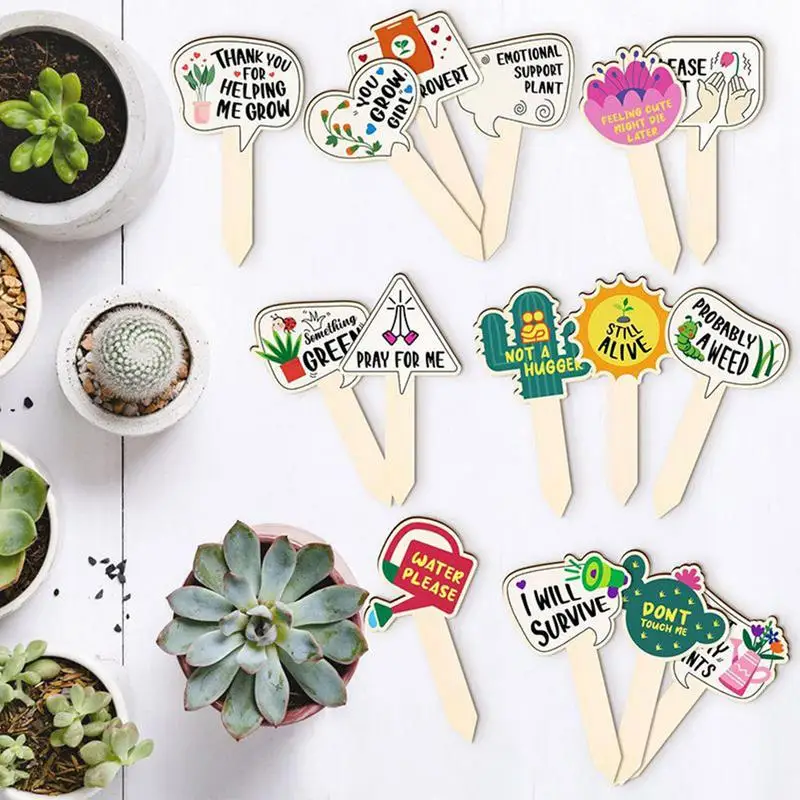 Funny Plant Stakes Set Of 15 Plant Labels For Indoor Decorative Waterproof Flower Pot Tags Gardening Signs Succulent Stakes For