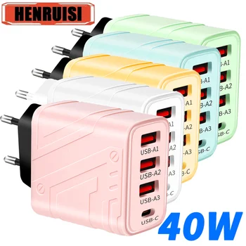 40W USB C şarj hızlı şarj 3.0 4 port hızlı şarj telefon şarj adaptörü iPhone Samsung Xiaomi ab/abd Plug duvar şarj