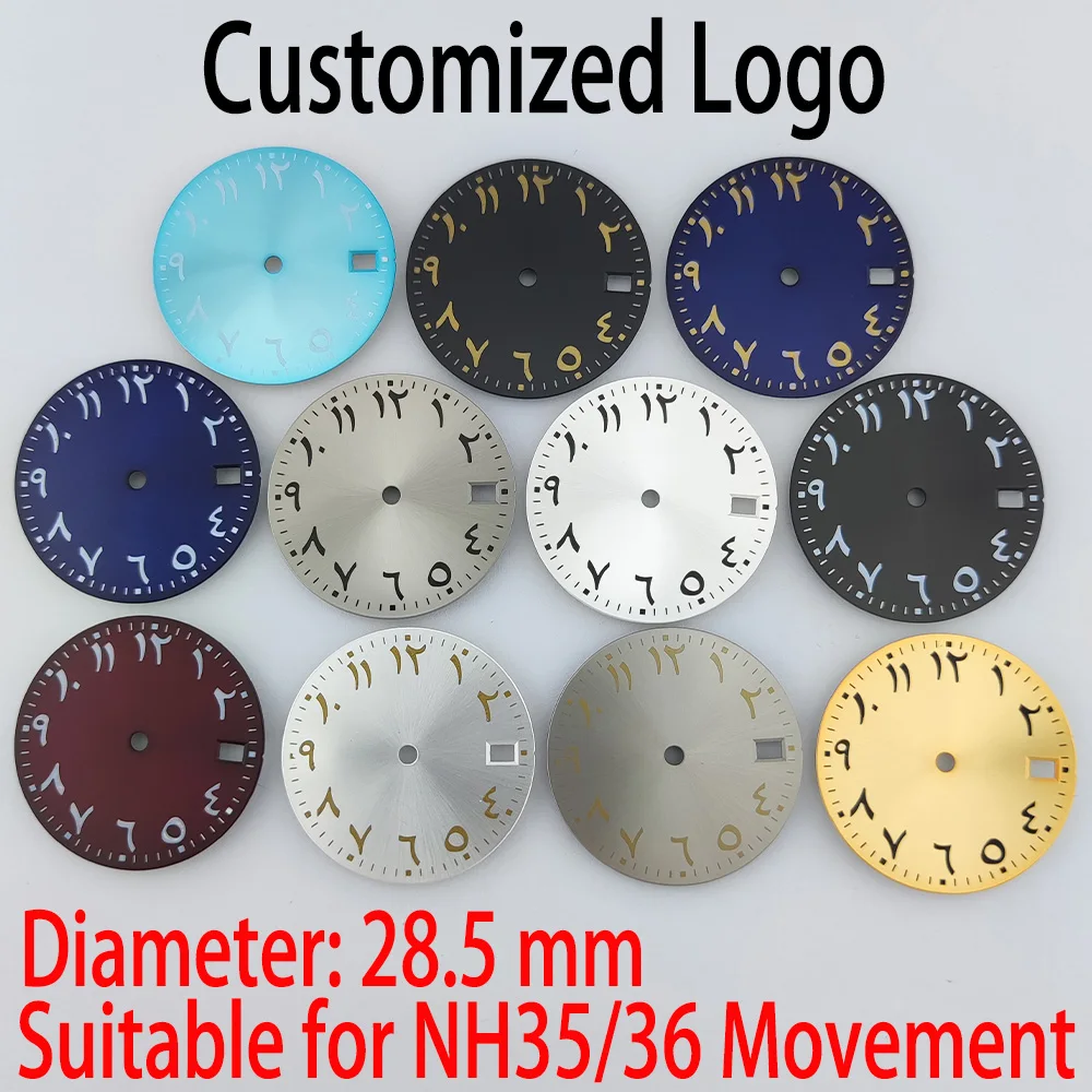 28.5mm Watch Dial NH35/NH36 Dial Arabic Numeral Dial Without Luminous Suitable For NH35/NH36 Movement Men's Watch Accessories