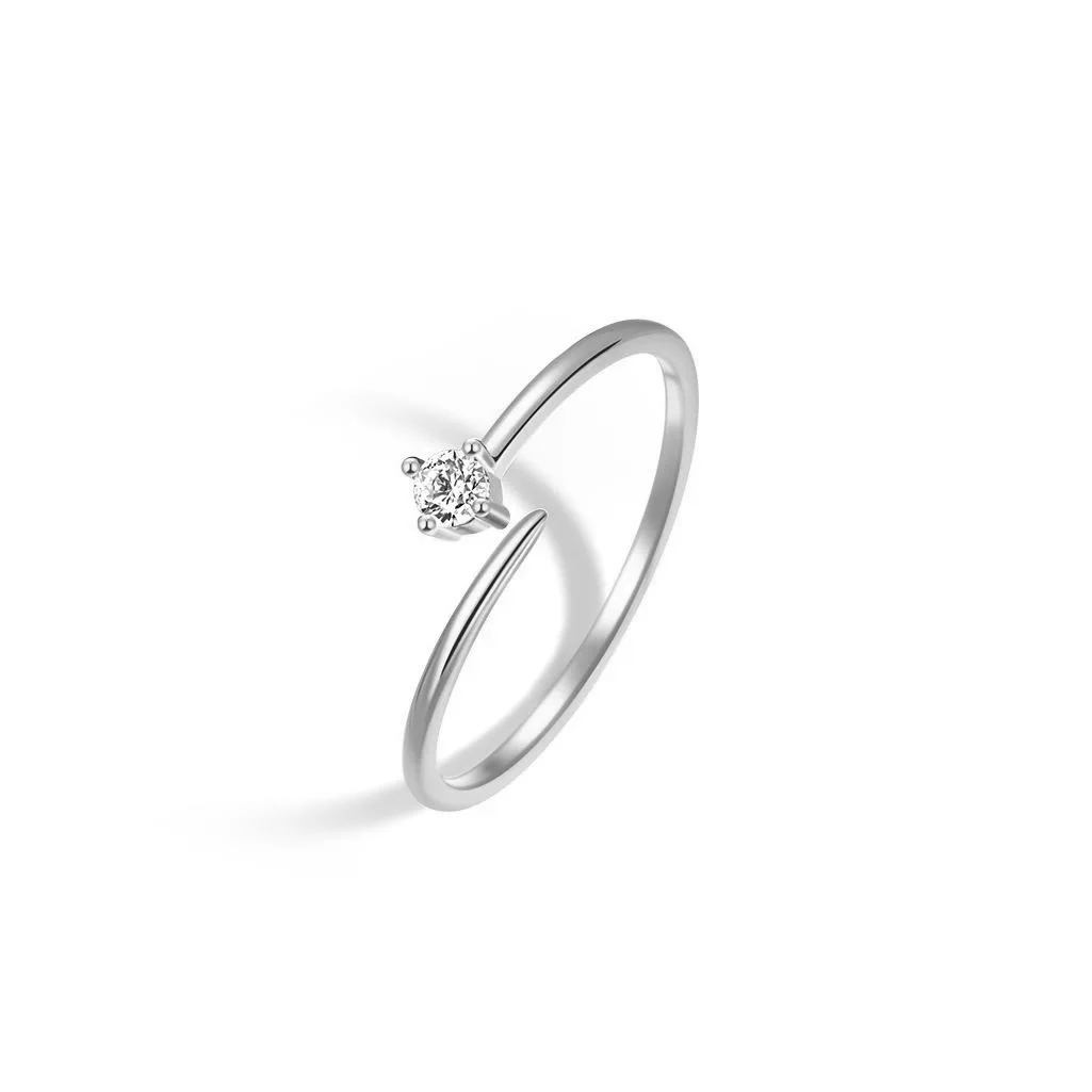 Women's Geometric Zircon Meteor Trajectory Opening Ring