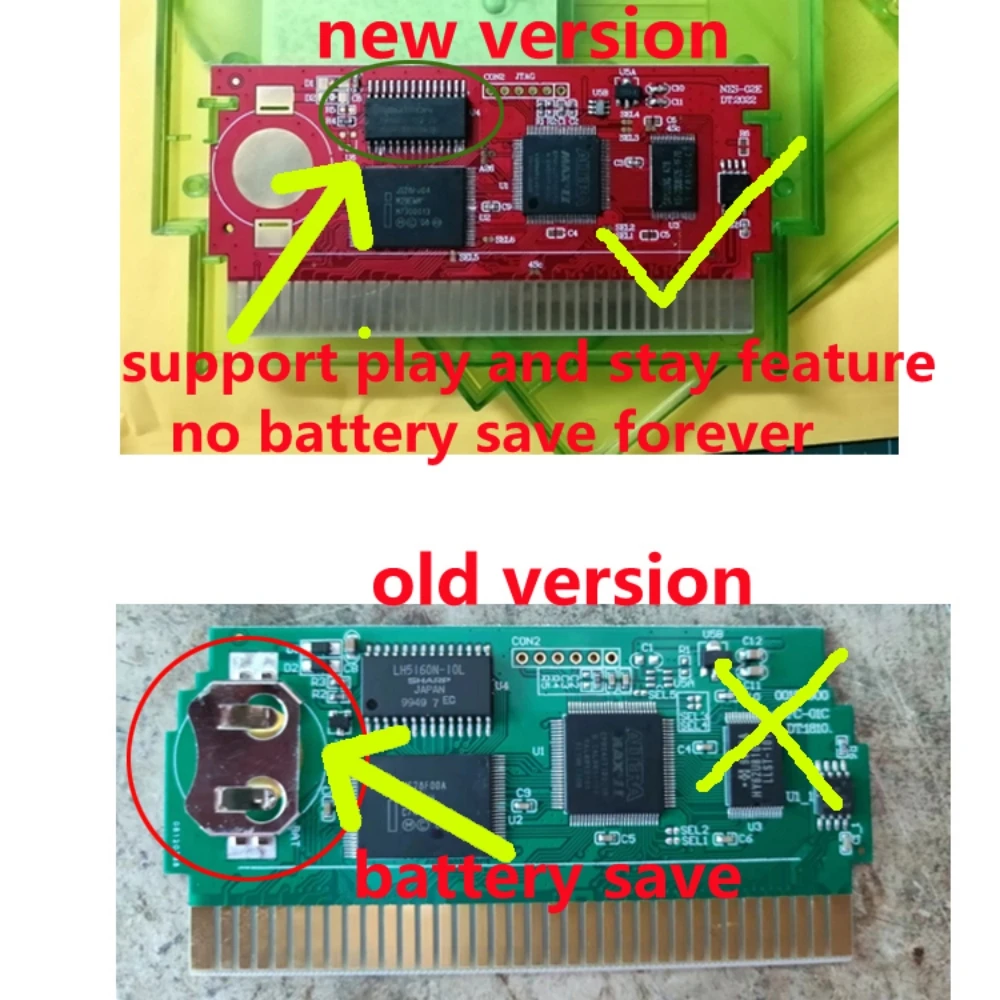 Transparent Shell Game Card For 8 Bit Video Game Console 852 in 1 72 Pin Game Cartridge for NES Game Console with Memory Chip