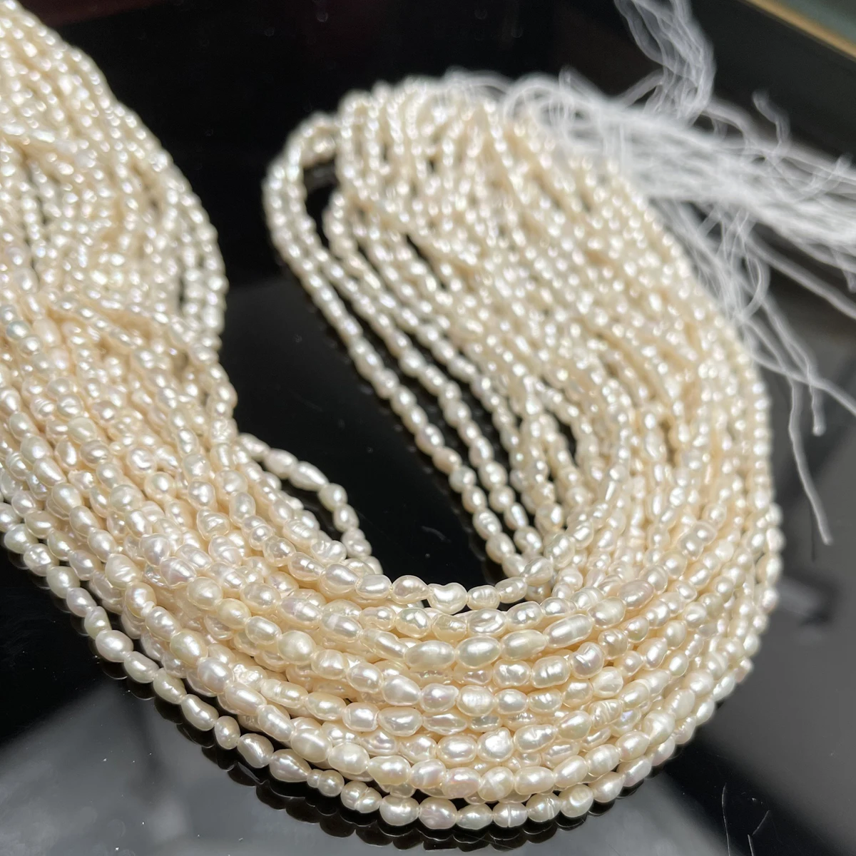 36cm Natural Freshwater Peal Bead Two-sided Light Pearl Loose Spacer Beaded for Making DIY Jewelry Necklace Bracelet 3-4mm