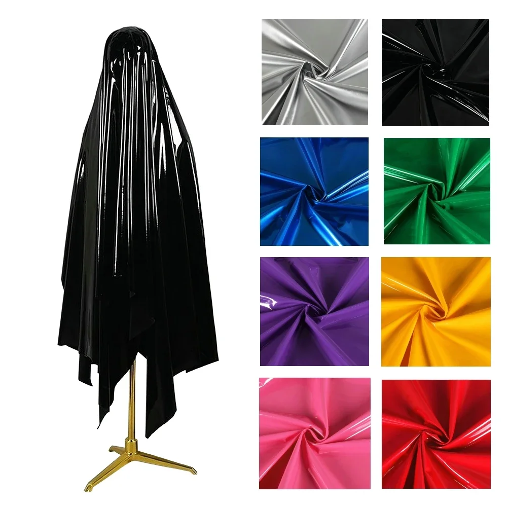 

50X145CM Shiny Glossy Vinyl Leather PU Fabric Soft Stretch Mirror Material For Bag Dress Stage Costume Upholstery 13 Color