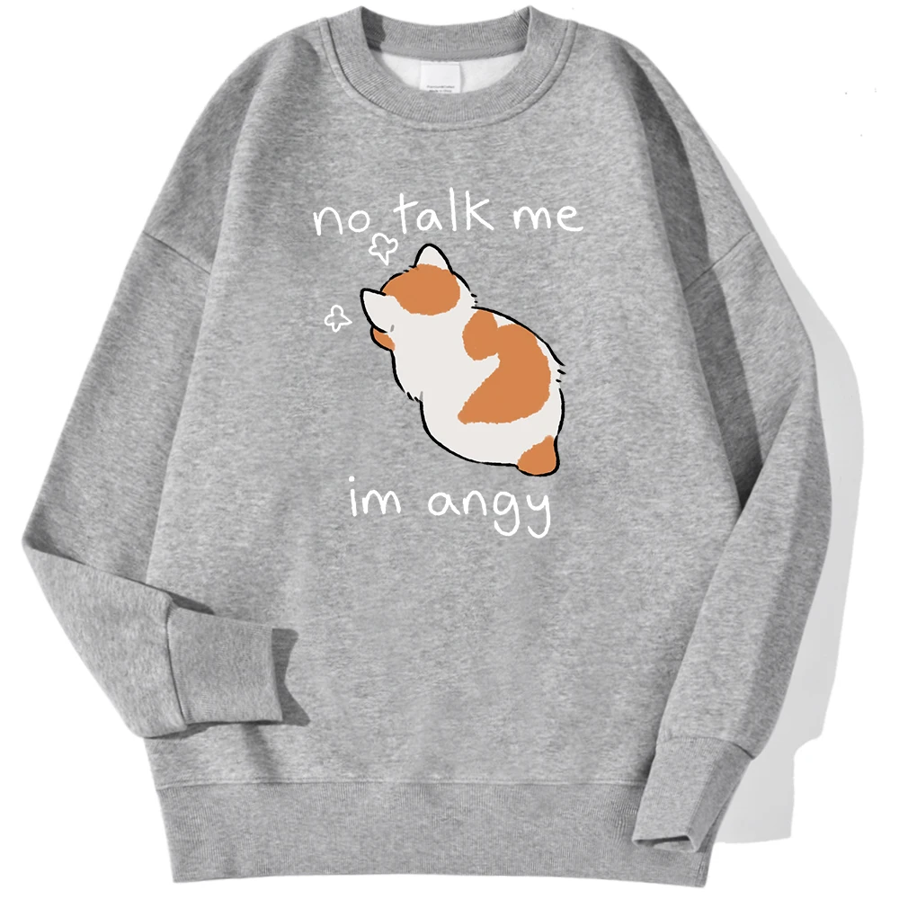 Tsundere Cat No Talk Me Im Angy Print Man Sweatshirt Casual Comfortable Warm Hoodie Street Fashion Pullover Autumn Fleece Tops