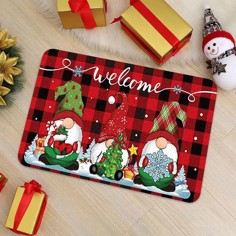 VIKAMA Cute Snowman Doormat for Front Door, Soft Crystal Velvet Welcome Mat, Non Slip Anti Fatigue Door Rug Indoor Outdoor