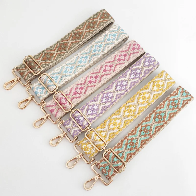 5cm Wide Strap for Bag Colorful Shoulder Strap Bag Ethnic Style Belt for Bag Crochet Knit Accessories