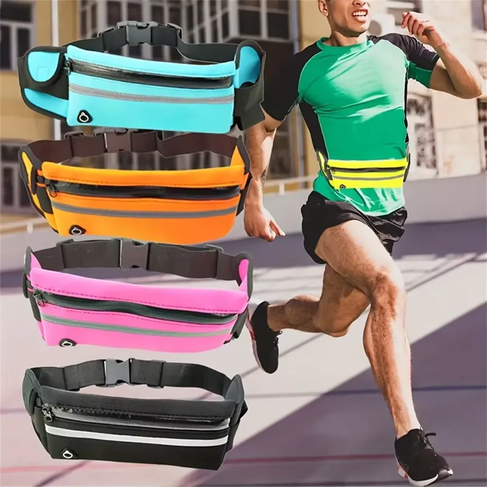 

Multifunctional Running Waist Bag with Bottle Holderand Reflective Strips Phone Pouch for Outdoor Activities