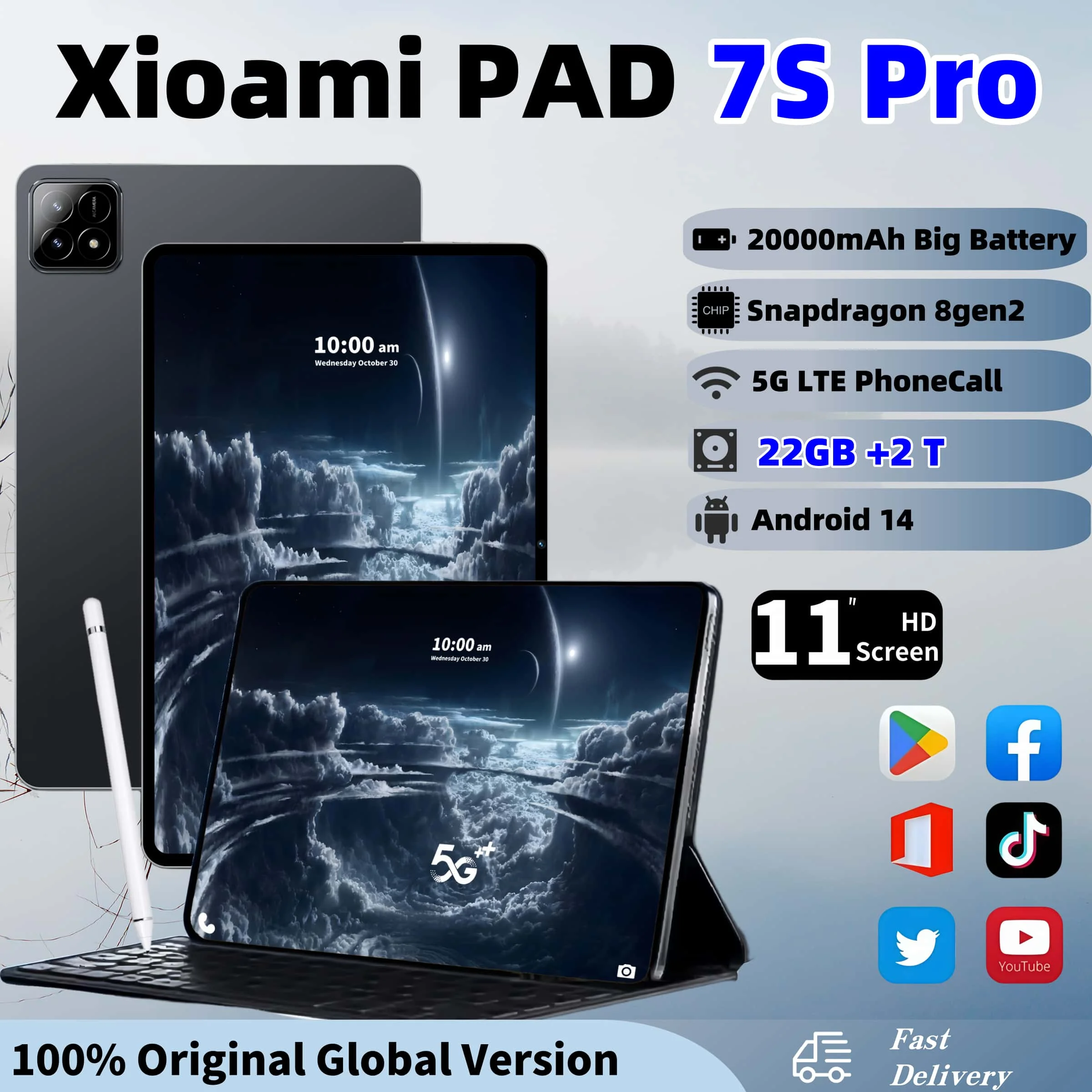 2025 Original Global Version Xioami Pad 7S PRO 20000mAh Android14 Tablet 22GB+2T 11Inch Snapdragon 8gen2 DualSIM WiFi Tablets PC