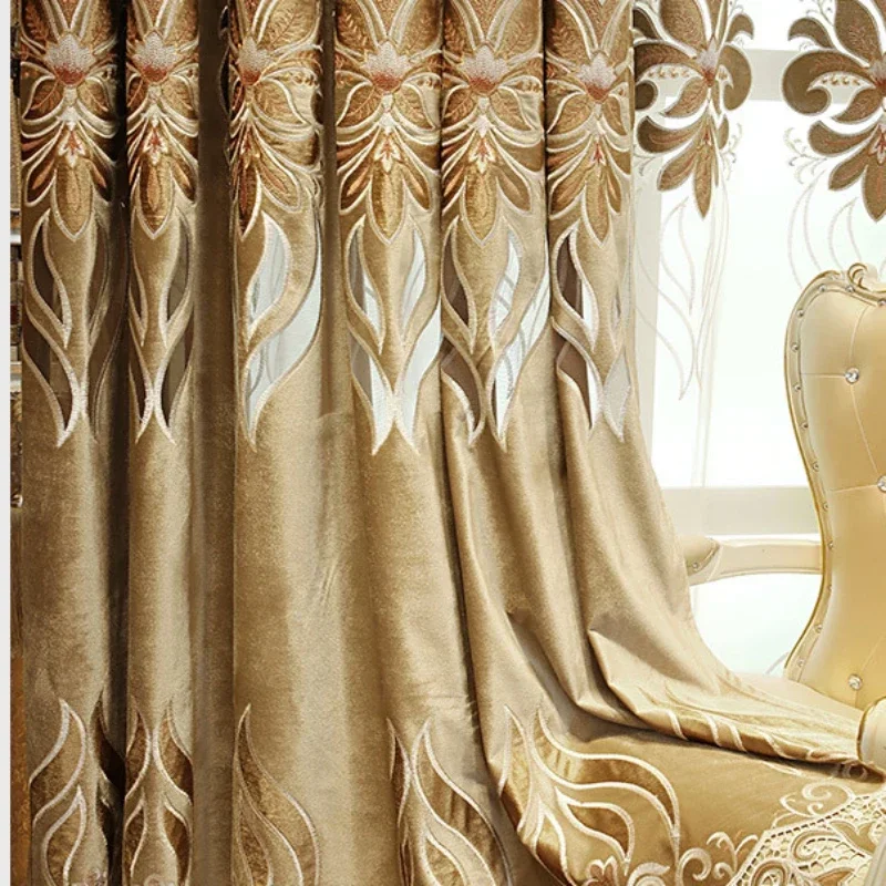 French Romantic Simplicity Curtains for Living Room Bedroom Dining Room Embroidered flower hollow out Semi blackout curtains