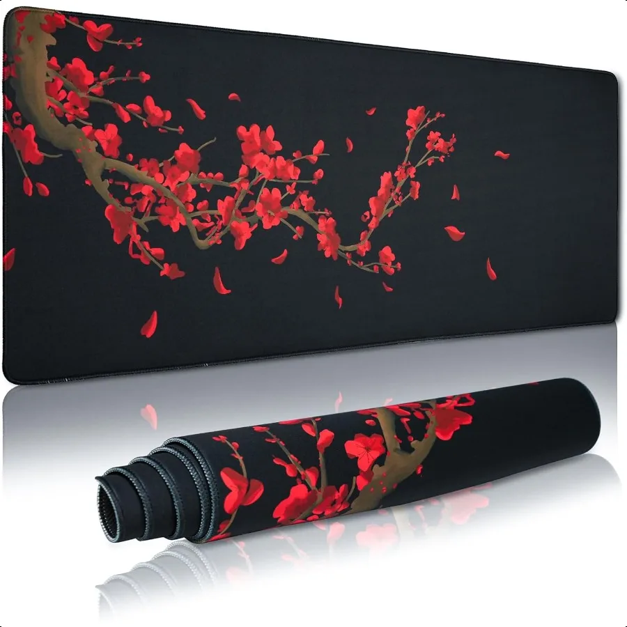 

Large Gaming Mouse Pad for Desk Black Plum Blossoms XXL Mouse Pad 35.4x15.7 Inch Waterproof NonSlip Rubber Base