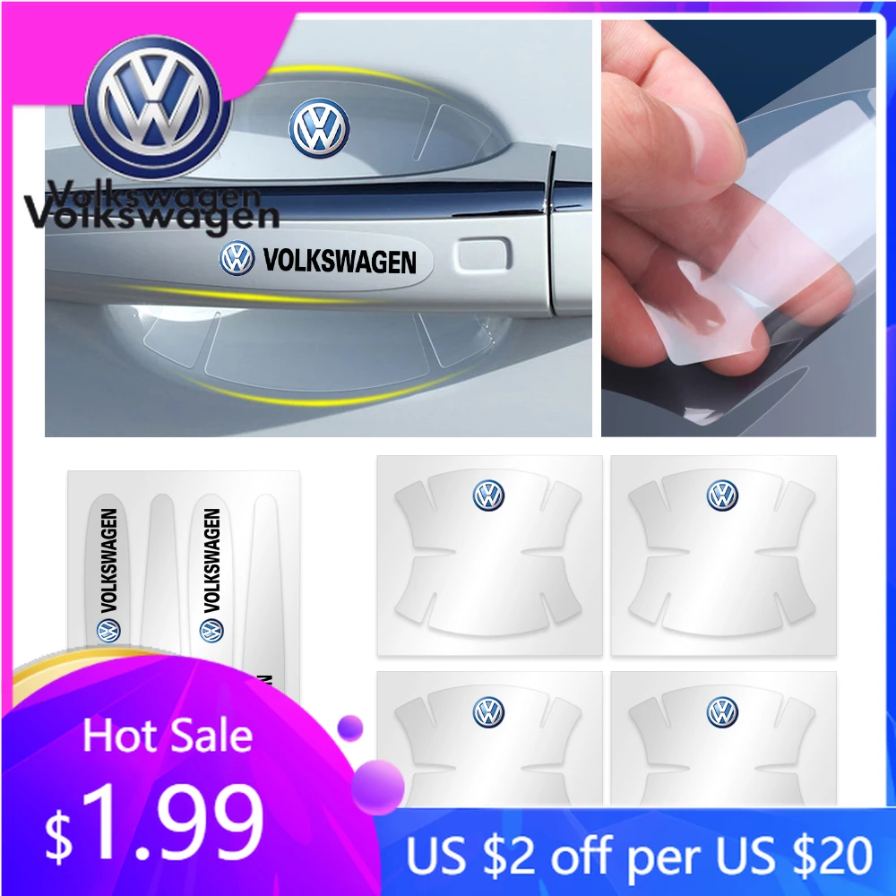 

2026 Hot For VOLKSWAGEN VW Transparent Car Door Handle Bowl Anti-scratch Stickers Strip Protection For Volkswagen VW Golf CC Pas