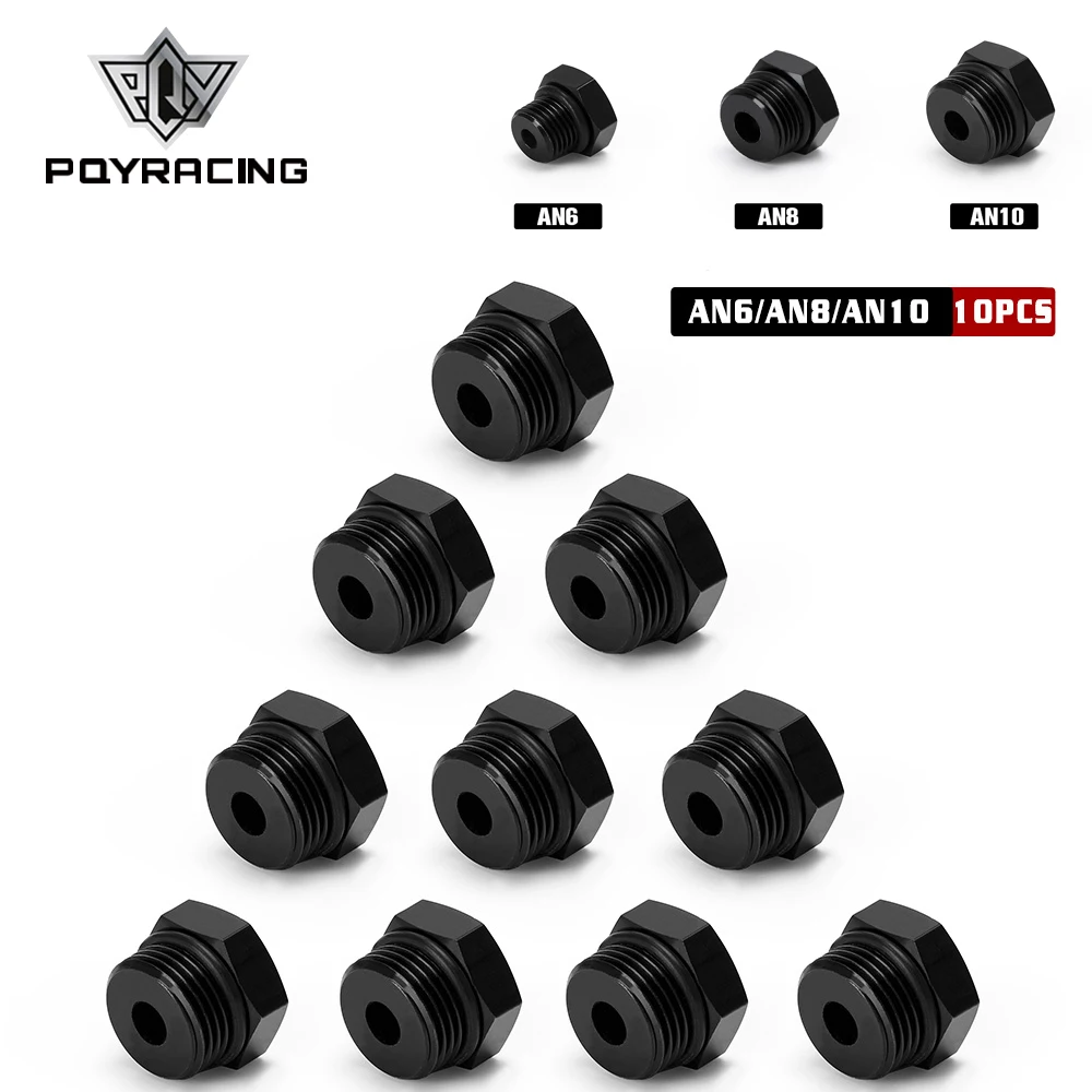 10 Pieces AN6 AN8 AN10 Male Block Off Cap Fitting Hex Head Plug With O-Ring Adapter Aluminum Alloy BL02