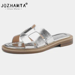 JOZHAMTA taglia 34-40 donna Slides sandali vera pelle estate tacchi bassi scarpe donna casa pantofole scarpe Casual all'aperto