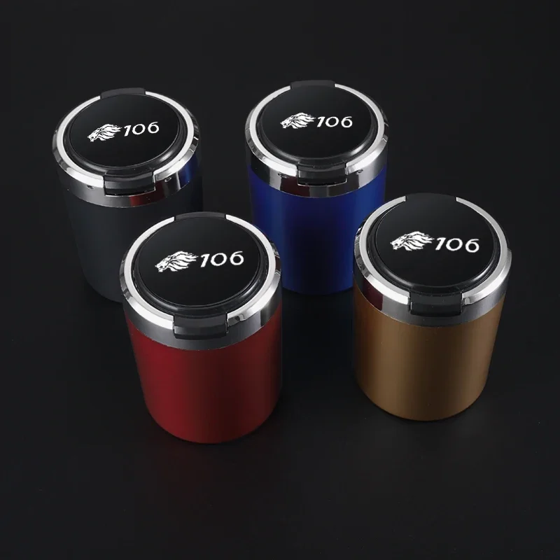 Portable car ashtray with LED light detachable car ashtray for   Peugeot 106 with logo Car Accessories