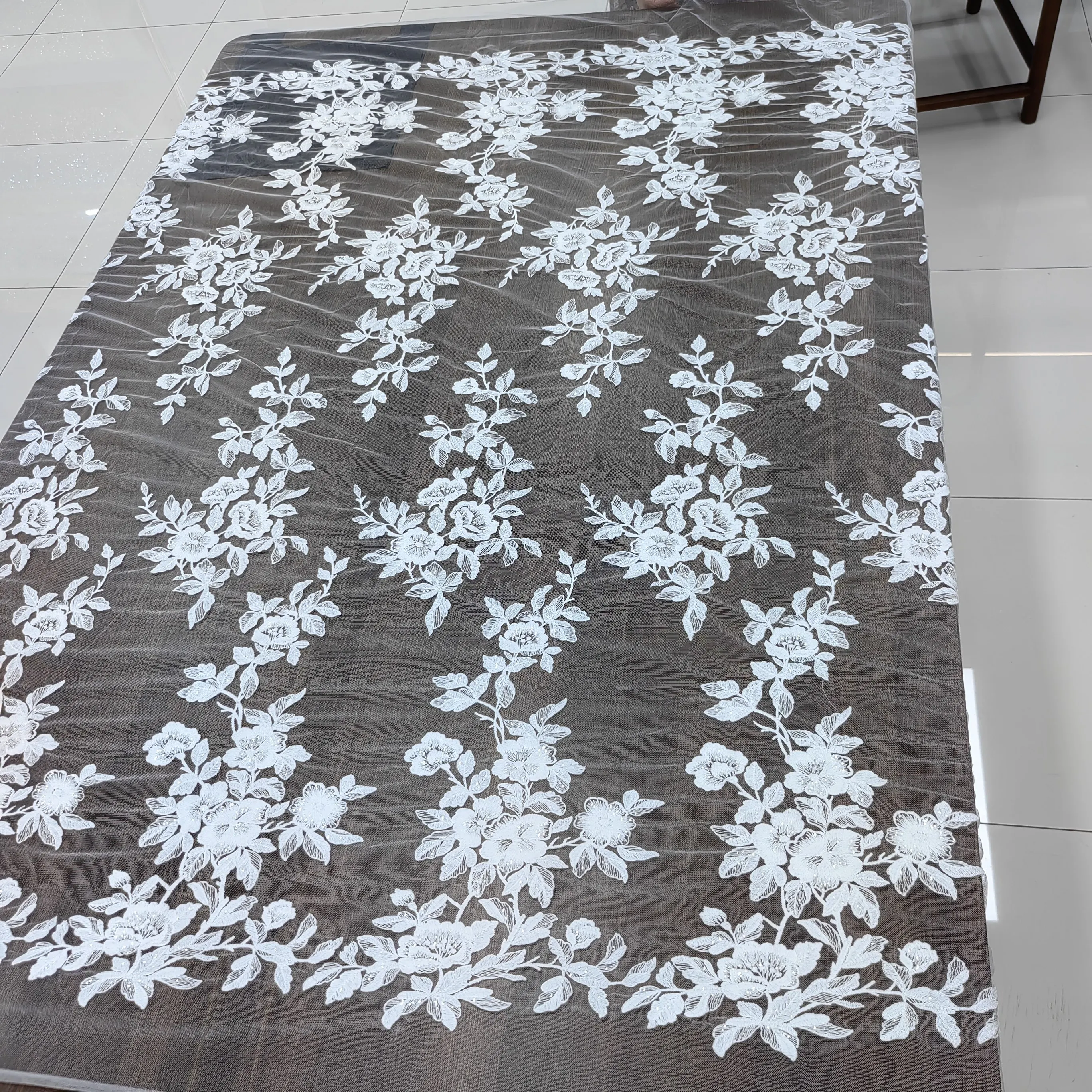 

Белая тюлевая ткань с бисером и блестками, вышитая сетка, кружевной материал для свадебного платья, свадебное платье, сделай сам, ткань для украшения штор