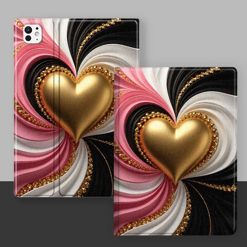 Heart Shaped Art For iPad Pro Mini Air 1 2 3 4 5 6 7 10 11 th 8 9 gen 11 M4 M5 Foldable Tablet Case Cover