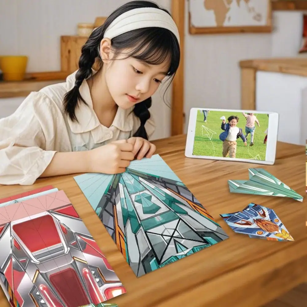 Avião de Papel Artesanal Origami: Kit de Aprendizagem Montessori com Desenhos Animados e Aviões de Papel Versáteis