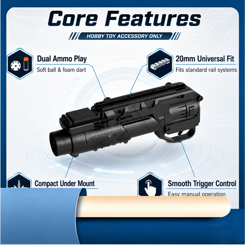 Hobby Shooting Game Upgrade Under Rail Soft Dart Ball Launcher Dual Shooting Modes Simple Trigger Operation