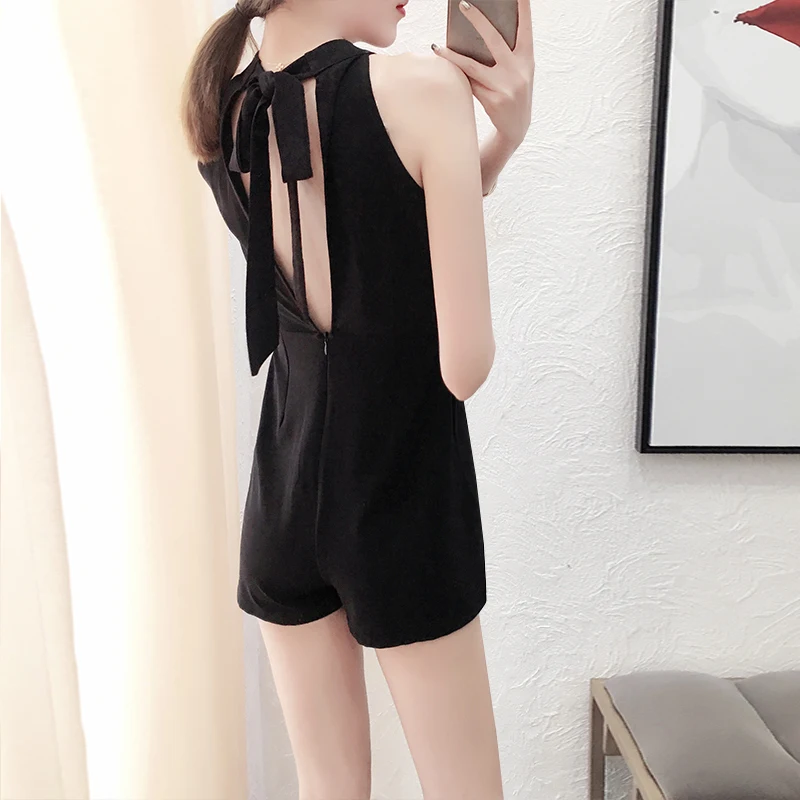 

Summer Svel Wide Leg Jumpsuit Women's ort Pants Korean Sle Sexy Chiffon One-Piece Suit High Waist ket Detail