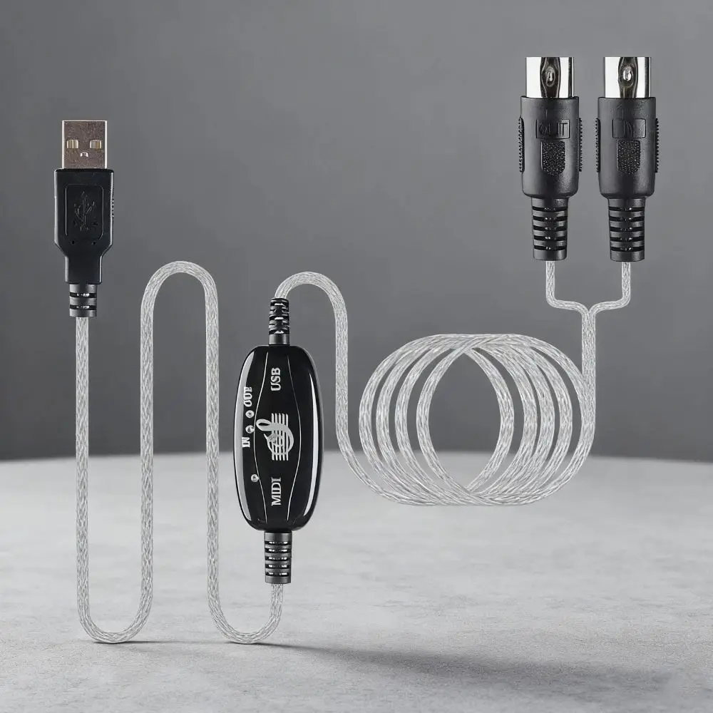 5 Pin MIDI to USB Converter IN-OUT Portable MIDI Interface Cable Instrument Supplies Keyboard to PC Converter MIDI Adapter Cable