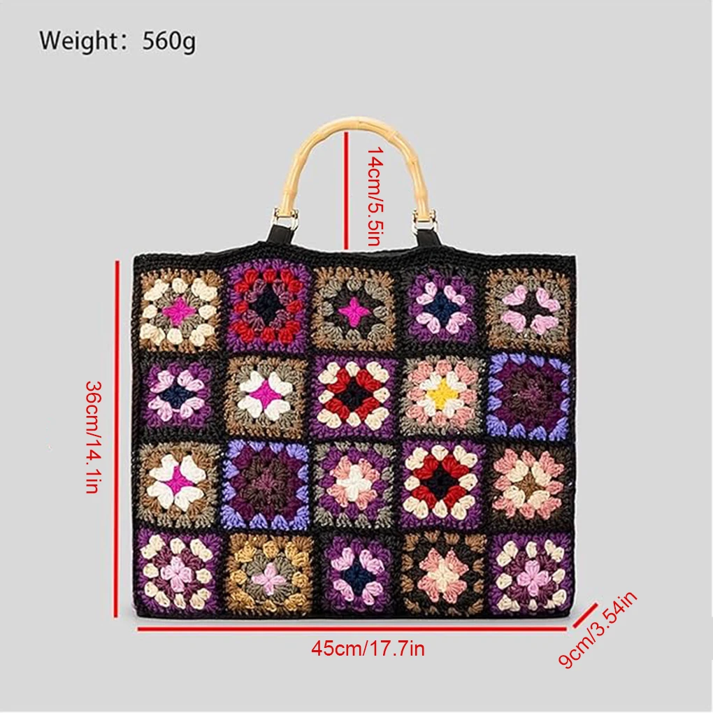 Wide Application Handbag Stylish Tote Bag For Everyday Practical Gifts Granny Square Shoulder Bag