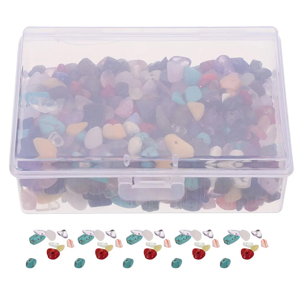 

1 Box Natural Irregular Stones Multicolor Loose For Diy Jewelry Making Craft Supplies Stone Spacer Beads Drilled Chips Polished