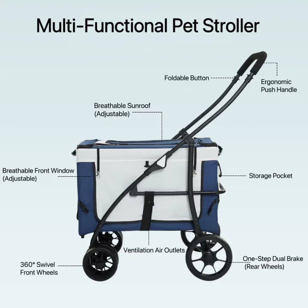 JXB Fabrieksgroothandel Grote ruimte Buiten Handige multifunctionele kinderwagen Multi Dog Pet Kinderwagen