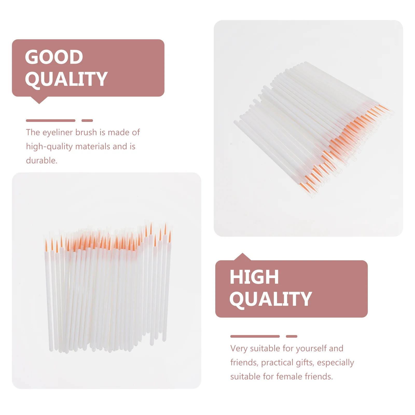 100 pçs pincel de delineador aplicador de fibra de náilon para forro líquido delineador labial ferramenta de maquiagem dos olhos conjunto de escova descartável ferramentas faciais