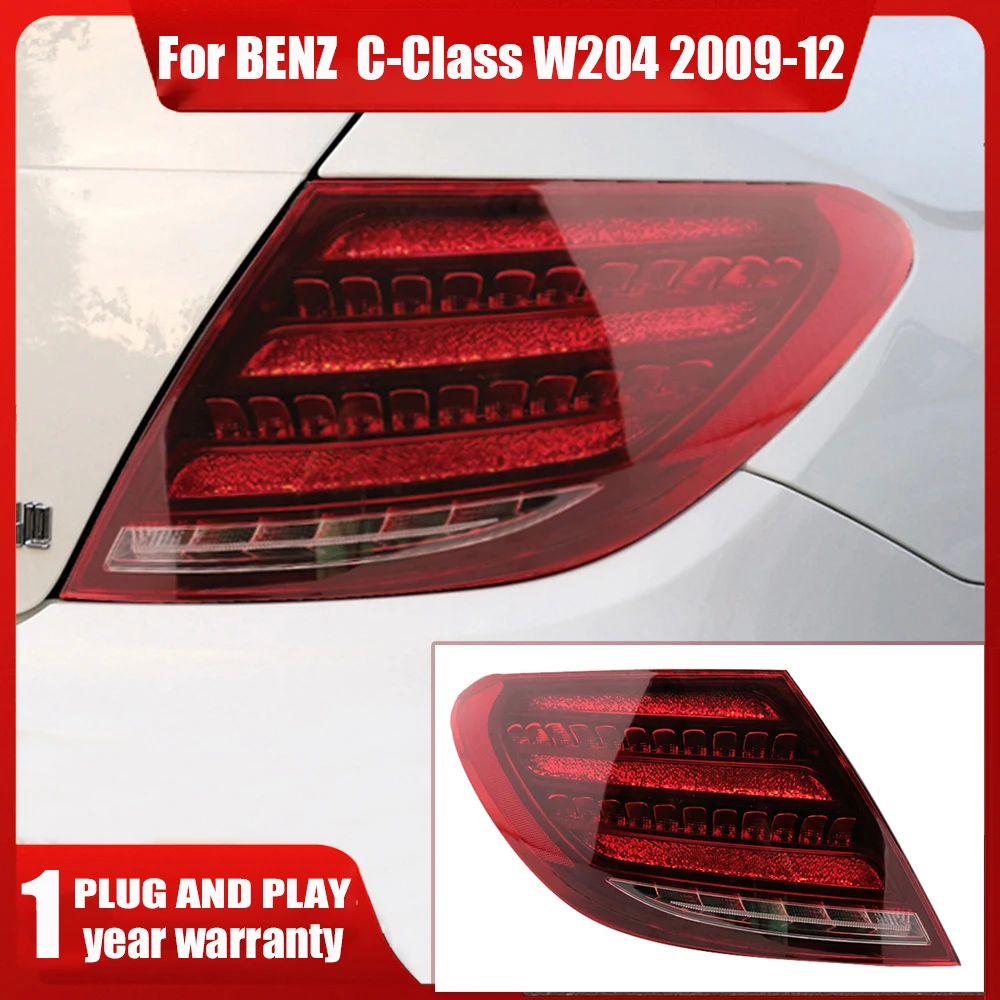 1 Pair Red Lens Led Tail Lights for Mercedes-Benz W204 2007-2014 Tail Light with Driving Brake Reversing Fog Turn Signal Lamp