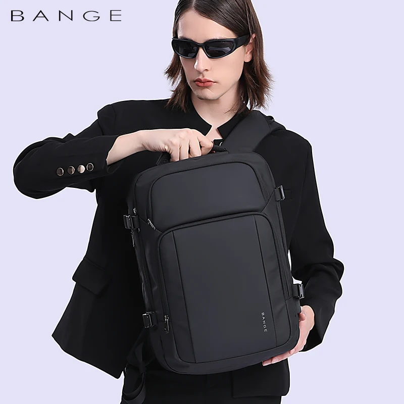 BANGE-Sacs à dos de voyage rechargeables USB pour hommes, sac à dos pour ordinateur portable 15.6 \