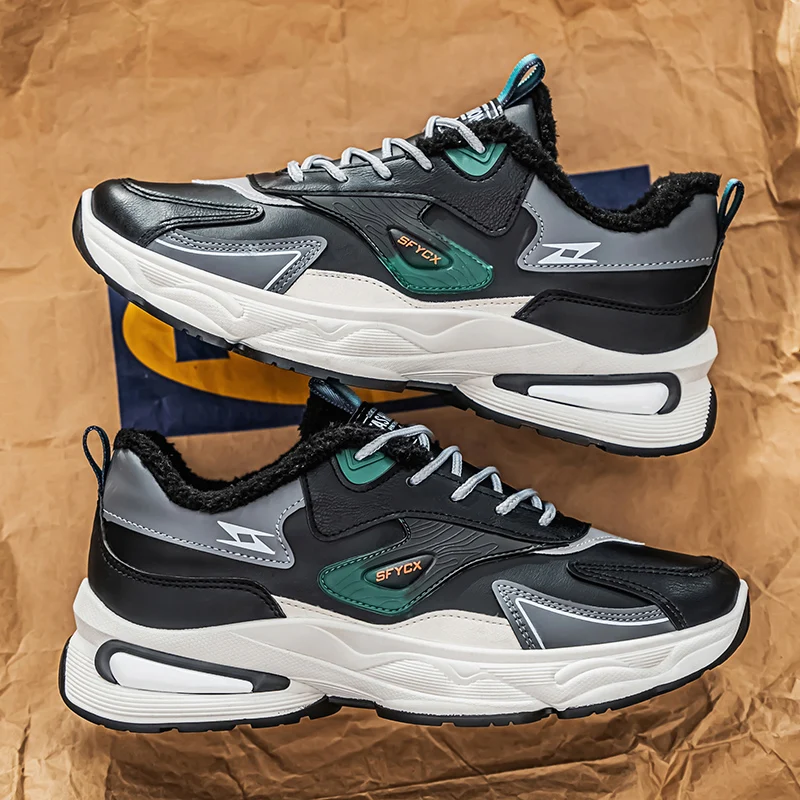 Outdoor Casual Fashion Men's Shoes 2025 Winter New Casual Sports Shoes with Cashmere Warm Thick Sole Waterproof Cotton Shoes
