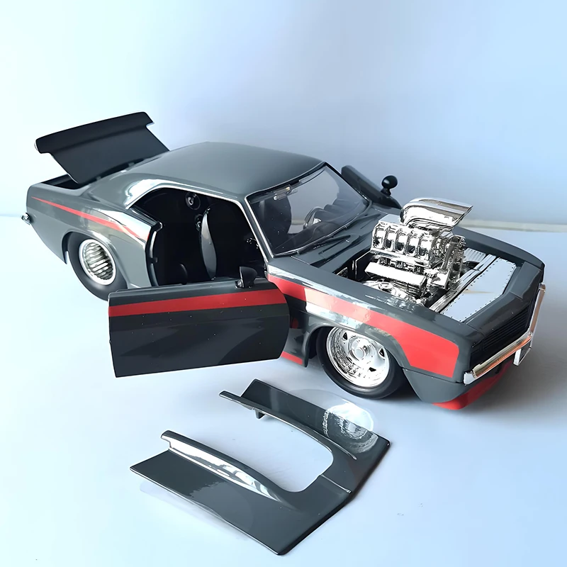 

JADA 1:24 1969 Camaro из сплава Muscle Car, литье под давлением и игрушечный транспорт, модель автомобиля, миниатюрная масштабная модель автомобиля для детей