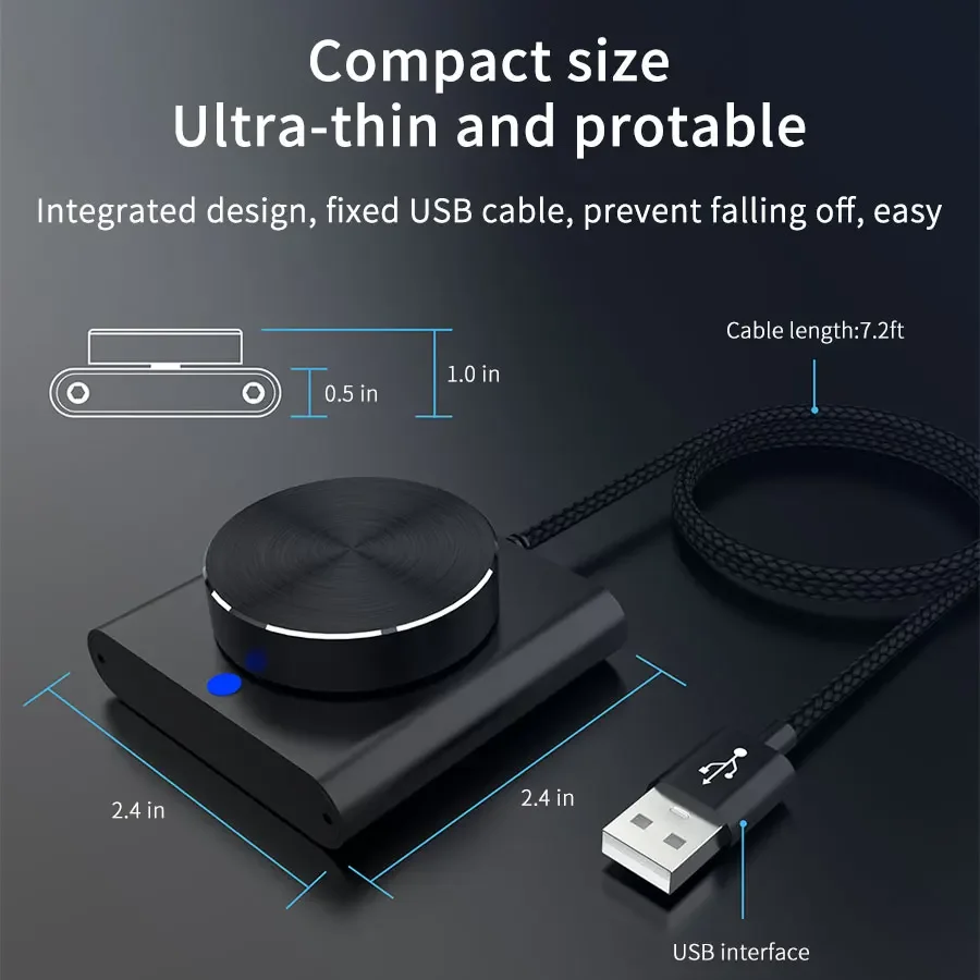Perilla de Control de volumen USB, ajustador, controlador Multimedia, 1 tecla, función de pausa silenciosa para PC, compatible con Windows/Mac/IOS/Android