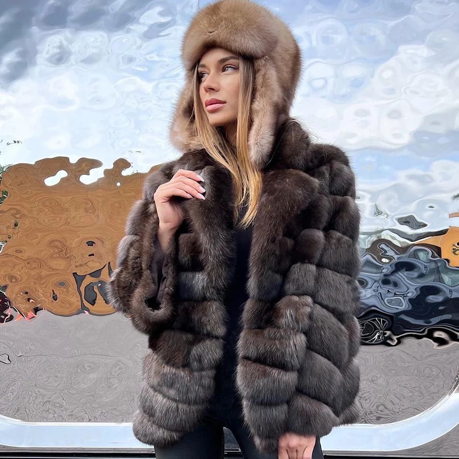 

Winter Fox Fur Jacket Women Real Fox Fur Jacket Female Short Warm Jacket Luxury New Style 2024