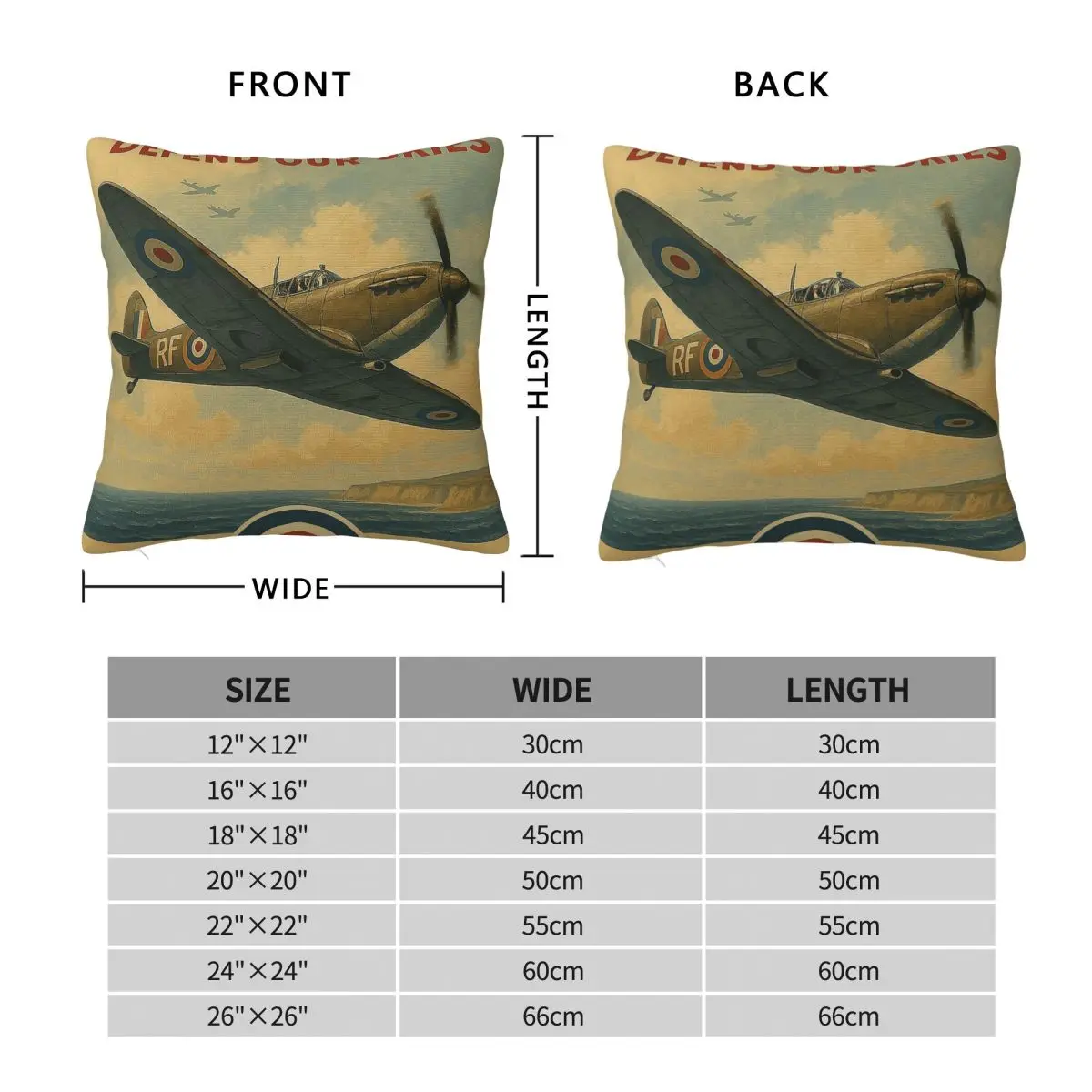 Raf Defend Our Skies Square Pillowcase Polyester Linen Velvet Creative Zip Decorative Throw Pillow Case Bed Cushion Cover