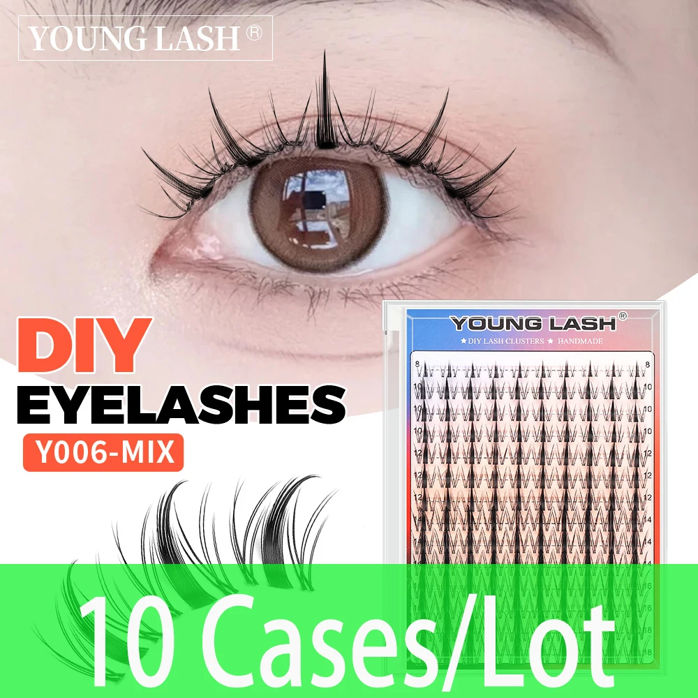 

YOUNG LASH 10cases/lot DIY Flase Lashes Clusters 100% Hand Made Eyelashes Premium Materail Cruetly-free lash Extensions Fans