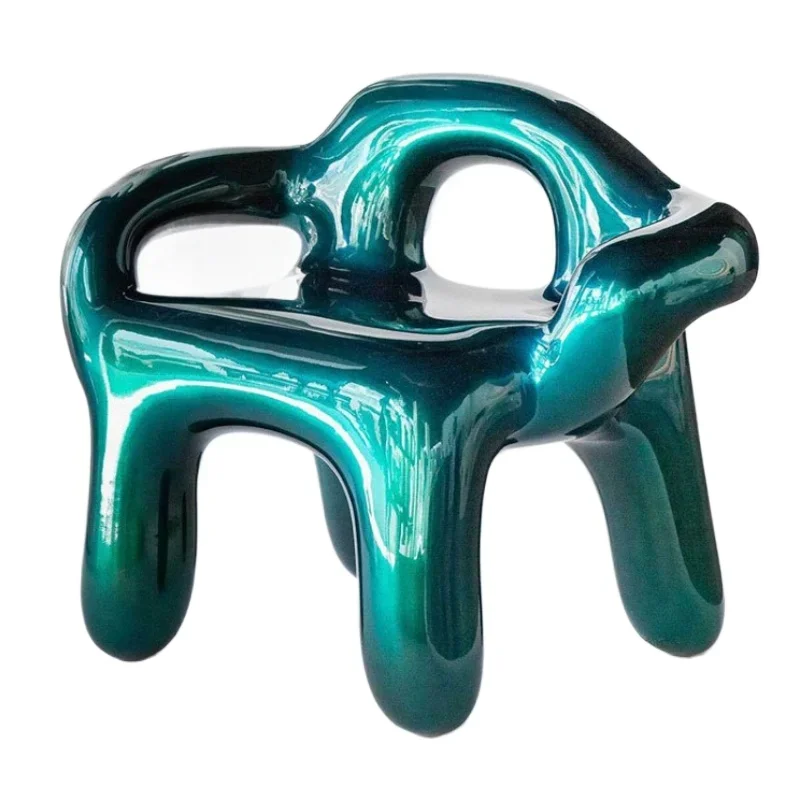 

Special-shaped elbow armrest leisure chair, creative fiberglass resin electroplated Italian recliner