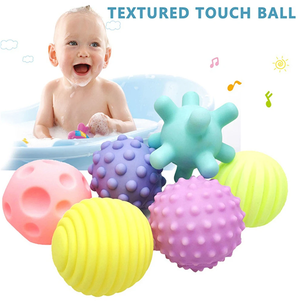 Baby Ball Sensory Toys Hands Touch Tactile Toys Soft Massage Ball Teether Infant Senses Development Baby Bath Toys 0 12 Months