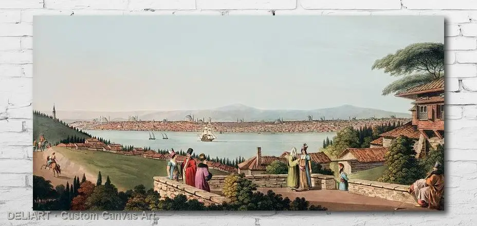 

Ottoman Vintage Travel - View of Constantinople - Canvas Wall Art Poster Print Vintage Home Decor Unframed