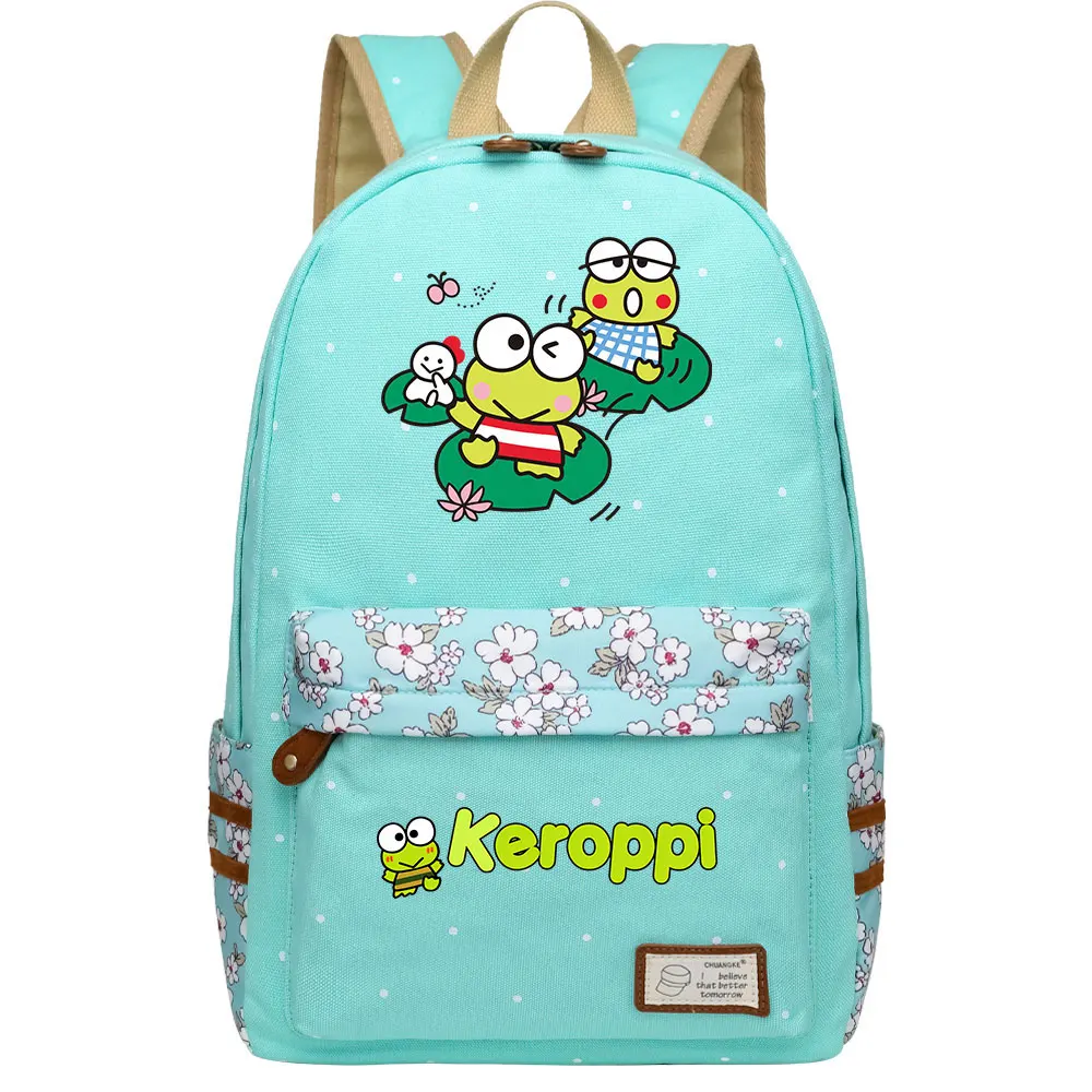 Kerokero Keroppi Backpack for Girls Student Teenager Rucksack Women Casual School Bags Travel Mochila