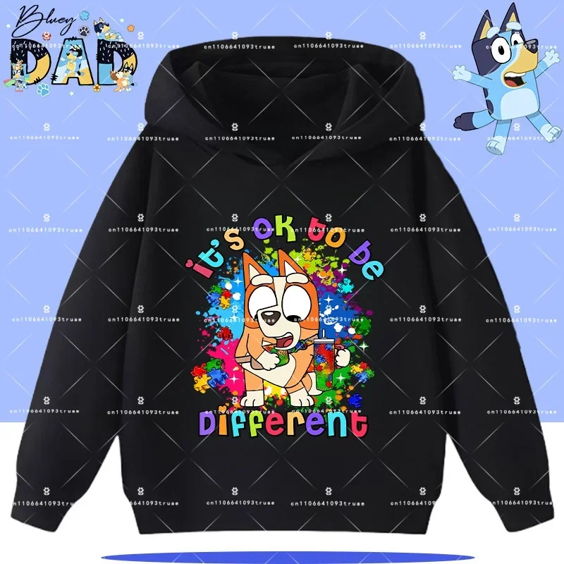 

Детская толстовка Bluey с капюшоном для мальчиков и девочек, повседневный топ для девочек, с длинными рукавами и мультяшным принтом, для осени и зимы 2026 года