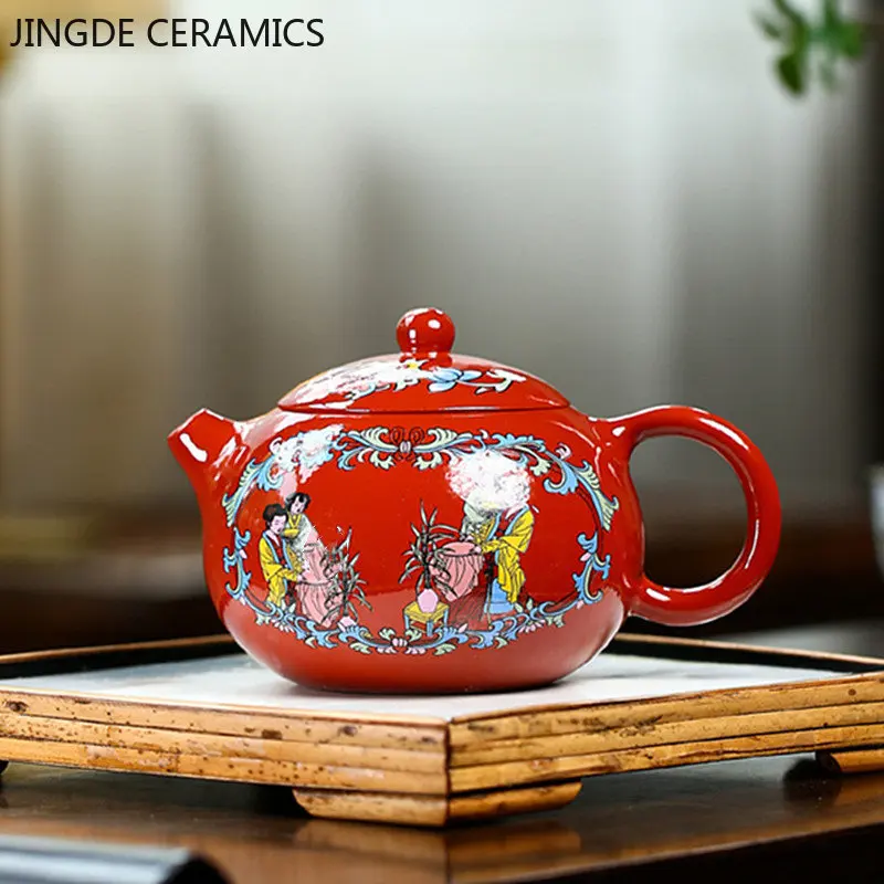 

380ml Classic Yixing Purple Clay Teapot Section Mud Enamel Color Xishi Beauty Kettle Filter Tea Infuser Chinese Zisah Tea Set