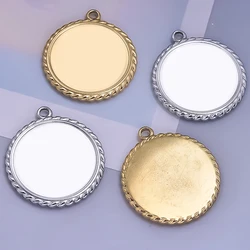 2pcs 2024 Popular Round Charm Stainless Steel Pendant Diy Jewelry Handmade Women Men's Party Versatile Necklace Accessories Gift