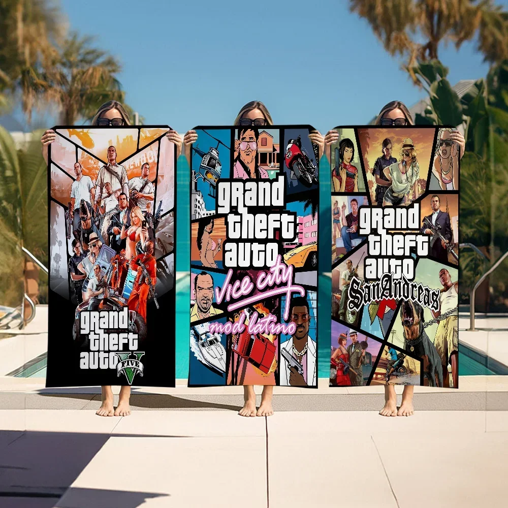 G-GTA 5G-Grand Theft A-Auto Videospiel-Mikrofaser-Strandtuch, schnell trocknend, weich, für Yoga, Schwimmen, Resort, Bergsteigen